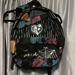 Disney Jack & Sally Patchwork Backpack - Black, Blue, Purple
